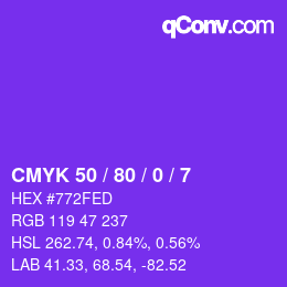 カラーコード: CMYK 50 / 80 / 0 / 7 | qconv.com