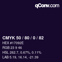 カラーコード: CMYK 50 / 80 / 0 / 82 | qconv.com