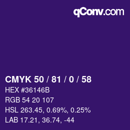 颜色代码: CMYK 50 / 81 / 0 / 58 | qconv.com