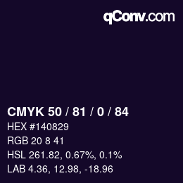 Color code: CMYK 50 / 81 / 0 / 84 | qconv.com