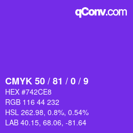 颜色代码: CMYK 50 / 81 / 0 / 9 | qconv.com