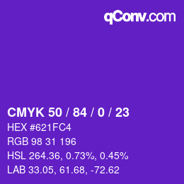 Farbcode: CMYK 50 / 84 / 0 / 23 | qconv.com