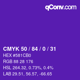 Color code: CMYK 50 / 84 / 0 / 31 | qconv.com