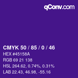 Farbcode: CMYK 50 / 85 / 0 / 46 | qconv.com