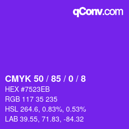 Color code: CMYK 50 / 85 / 0 / 8 | qconv.com