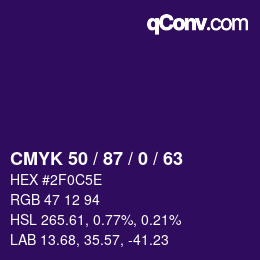 Farbcode: CMYK 50 / 87 / 0 / 63 | qconv.com
