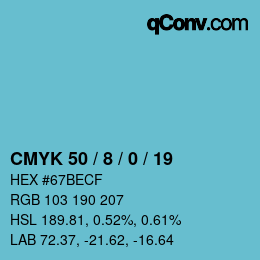 Color code: CMYK 50 / 8 / 0 / 19 | qconv.com