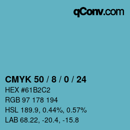 カラーコード: CMYK 50 / 8 / 0 / 24 | qconv.com