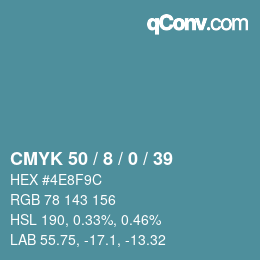 カラーコード: CMYK 50 / 8 / 0 / 39 | qconv.com