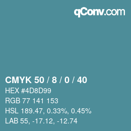 Color code: CMYK 50 / 8 / 0 / 40 | qconv.com