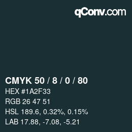 Color code: CMYK 50 / 8 / 0 / 80 | qconv.com