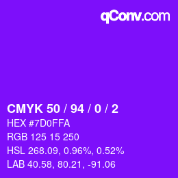 カラーコード: CMYK 50 / 94 / 0 / 2 | qconv.com