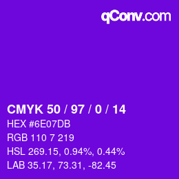 Color code: CMYK 50 / 97 / 0 / 14 | qconv.com