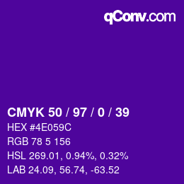 カラーコード: CMYK 50 / 97 / 0 / 39 | qconv.com