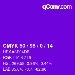 Code couleur: CMYK 50 / 98 / 0 / 14 | qconv.com