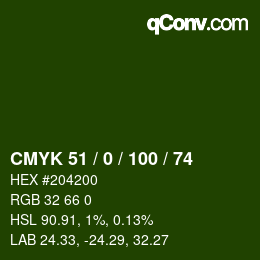 颜色代码: CMYK 51 / 0 / 100 / 74 | qconv.com