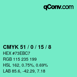 Color code: CMYK 51 / 0 / 15 / 8 | qconv.com