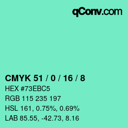 Color code: CMYK 51 / 0 / 16 / 8 | qconv.com