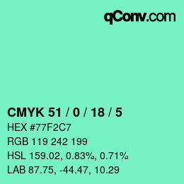 Farbcode: CMYK 51 / 0 / 18 / 5 | qconv.com