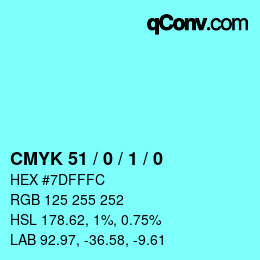 Color code: CMYK 51 / 0 / 1 / 0 | qconv.com