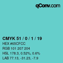 Color code: CMYK 51 / 0 / 1 / 19 | qconv.com