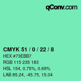 Color code: CMYK 51 / 0 / 22 / 8 | qconv.com