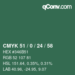 Código de color: CMYK 51 / 0 / 24 / 58 | qconv.com