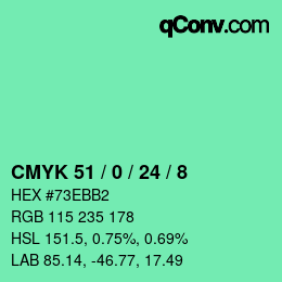 颜色代码: CMYK 51 / 0 / 24 / 8 | qconv.com