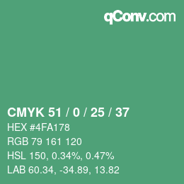 Farbcode: CMYK 51 / 0 / 25 / 37 | qconv.com