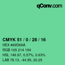 Color code: CMYK 51 / 0 / 28 / 16 | qconv.com