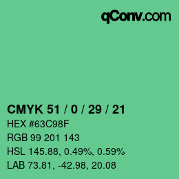 Código de color: CMYK 51 / 0 / 29 / 21 | qconv.com