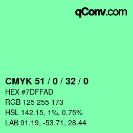 Color code: CMYK 51 / 0 / 32 / 0 | qconv.com