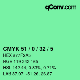 Color code: CMYK 51 / 0 / 32 / 5 | qconv.com