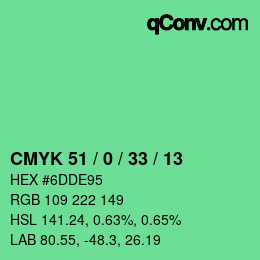 Color code: CMYK 51 / 0 / 33 / 13 | qconv.com