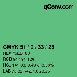 Color code: CMYK 51 / 0 / 33 / 25 | qconv.com