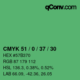 カラーコード: CMYK 51 / 0 / 37 / 30 | qconv.com
