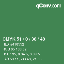 Farbcode: CMYK 51 / 0 / 38 / 48 | qconv.com