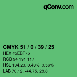 Color code: CMYK 51 / 0 / 39 / 25 | qconv.com