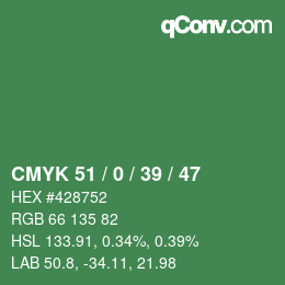 Color code: CMYK 51 / 0 / 39 / 47 | qconv.com