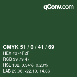 Color code: CMYK 51 / 0 / 41 / 69 | qconv.com