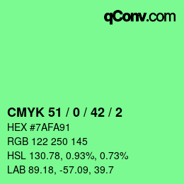 Color code: CMYK 51 / 0 / 42 / 2 | qconv.com