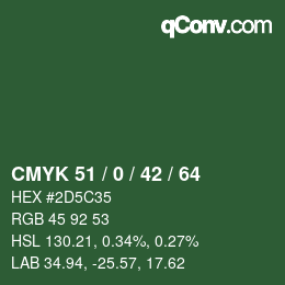 Código de color: CMYK 51 / 0 / 42 / 64 | qconv.com