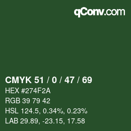 Color code: CMYK 51 / 0 / 47 / 69 | qconv.com