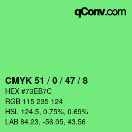 Color code: CMYK 51 / 0 / 47 / 8 | qconv.com