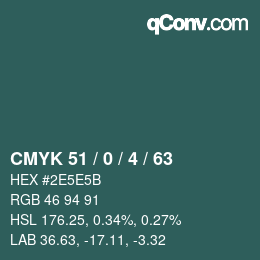 颜色代码: CMYK 51 / 0 / 4 / 63 | qconv.com