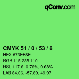 Color code: CMYK 51 / 0 / 53 / 8 | qconv.com