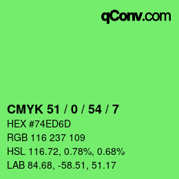 颜色代码: CMYK 51 / 0 / 54 / 7 | qconv.com