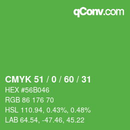 カラーコード: CMYK 51 / 0 / 60 / 31 | qconv.com