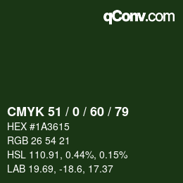 Color code: CMYK 51 / 0 / 60 / 79 | qconv.com