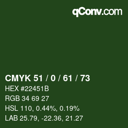 颜色代码: CMYK 51 / 0 / 61 / 73 | qconv.com